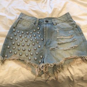 Studded jean shorts by Unif